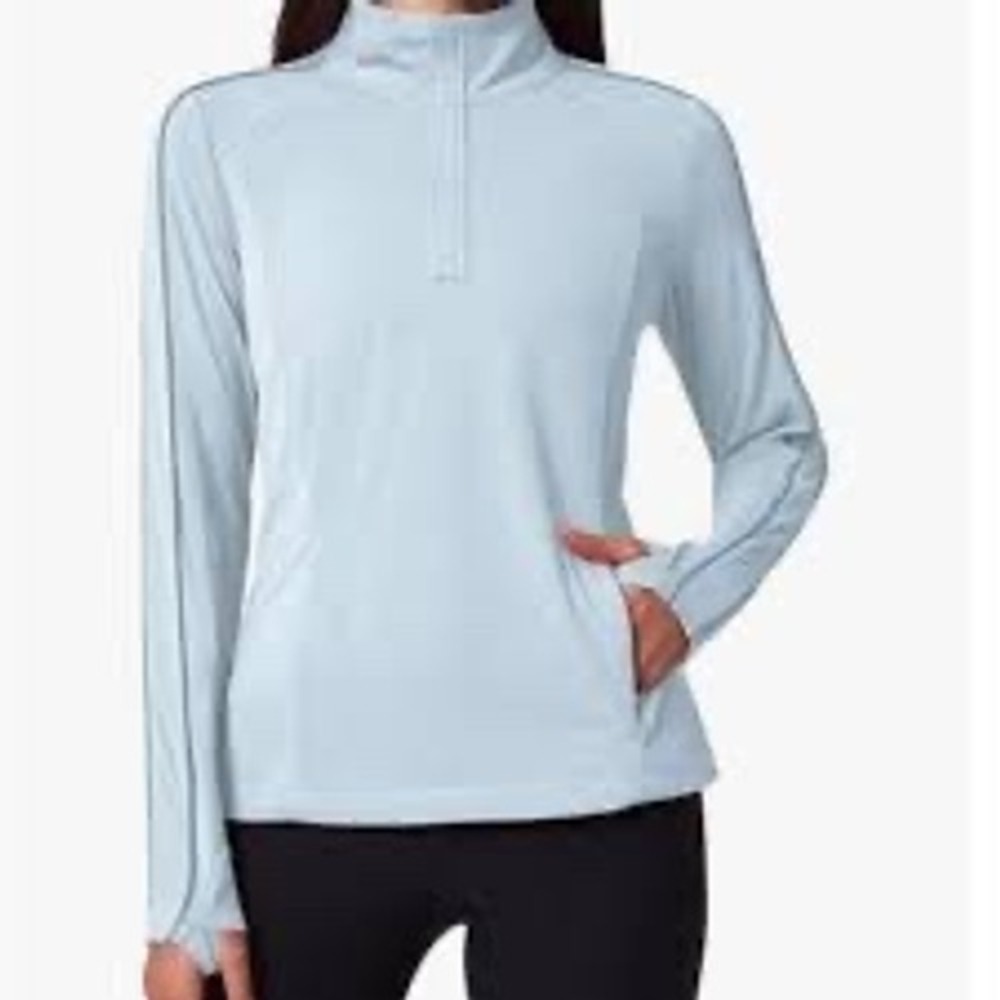 MONDETTA Womens Light Blue‎ Performance Quarter Zip Pullover Top XXL